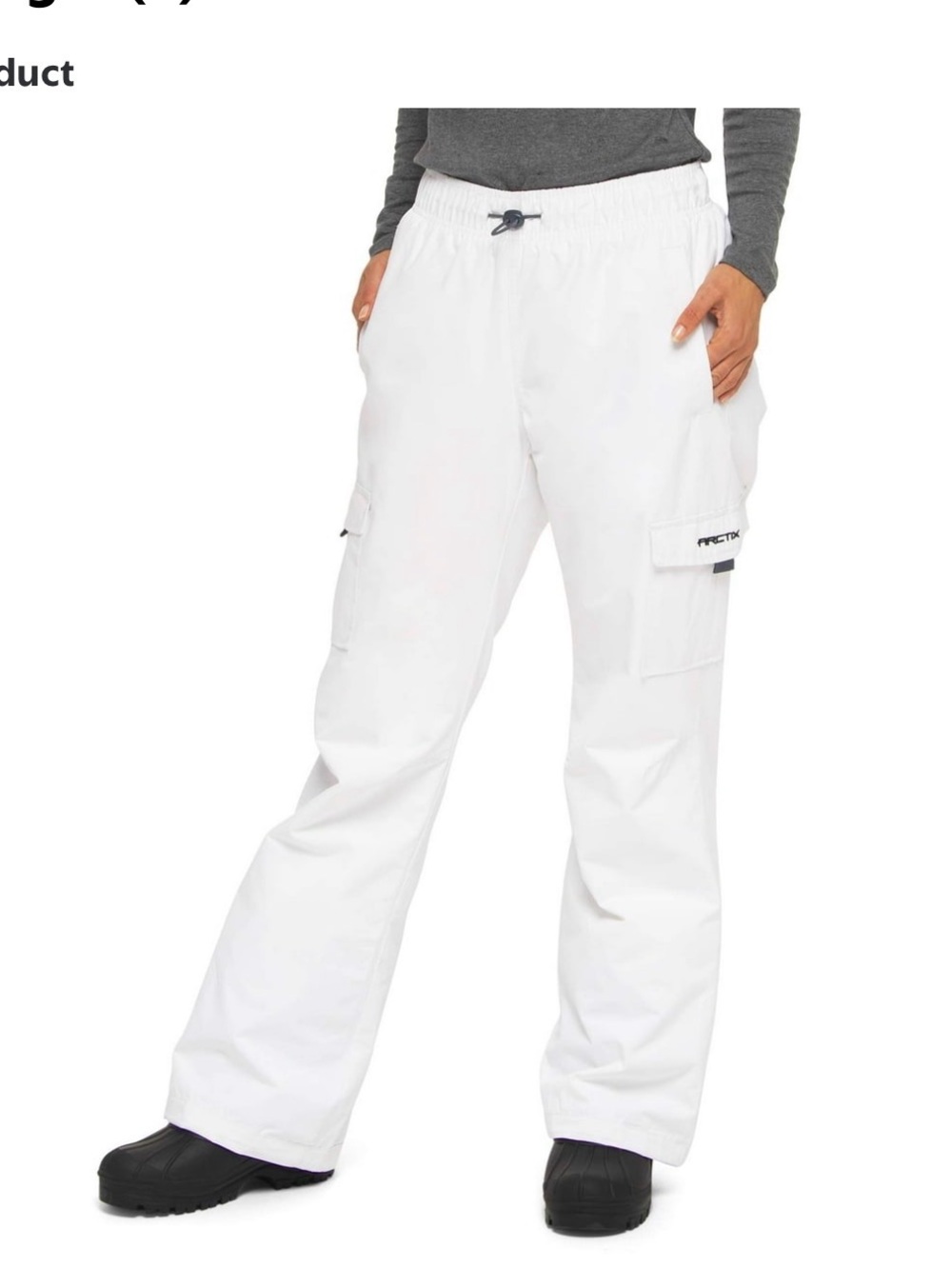 Arctix White Wide-Leg Cargo Snow Pants